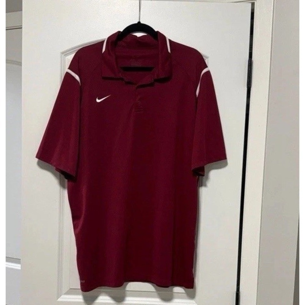 Nike Men's Polo Shirt XXL Burgundy Red Golf Athletic Short Sleeve